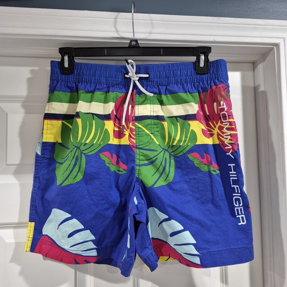 Tommy Hilfiger Swim Trunks Mens Large Tropical Hawaiian Resort Lined Surf Shorts